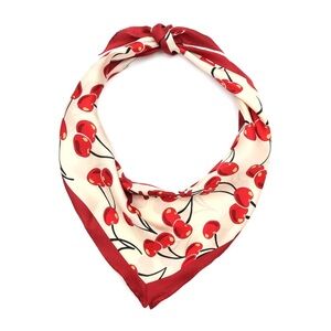 New Coach Cherry Print Red and White Scarf